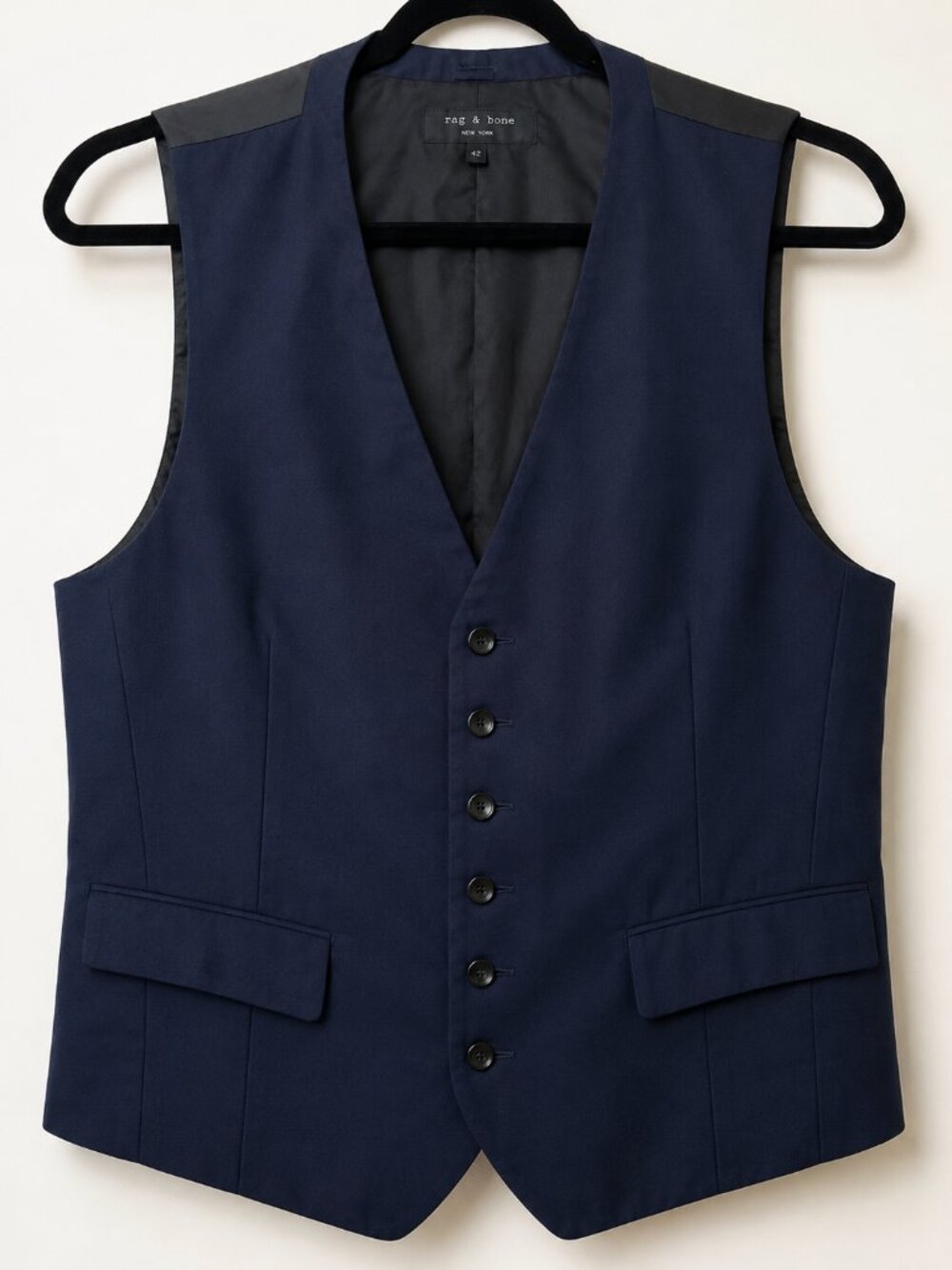 Rag & Bone Grosvenor Waistcoat Vest Navy Blue Size 42